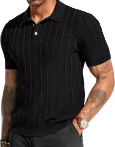 Мужская повседневная поло с ребристой отделкой, дышащая, с лацканом, летняя футболка Aosufei