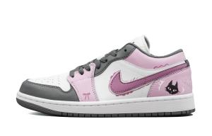 Jordan Air 1 устойчивые к истиранию низкие баскетбольные кроссовки Unisex Black White Pink