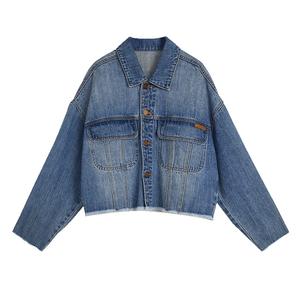 ELLE Джинсовая куртка женская Blue Lapel, умеренно прямой крой