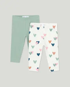 Упаковка из простых леггинсов + детская блузка aop Baby El Corte Inglés, зеленый