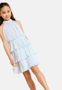 Коктейльное/Вечернее платье прямого кроя с воротником-халтером и плиссированной многоярусной юбкой Lipsy, Blue