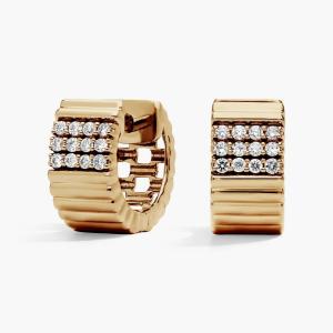 3-рядные плиссированные серьги Huggies из 14-каратного желтого золота (1/4 карата) Blue Nile