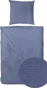 Постельное белье Hahn Premium Seersucker синего цвета, однотонное, размеры: 135x200 см + 80x80 см