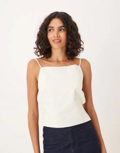 Топ Mango с открытой спиной и бретельками бежевого цвета