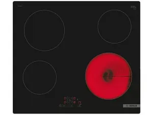 BOSCH PKE611BB2E Электрическая варочная панель (ширина 592 мм, 4 конфорки), черный