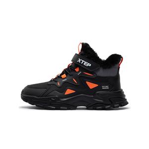 Нескользящие износостойкие высокие детские кроссовки для повседневной жизни XTEP, черный/оранжевый