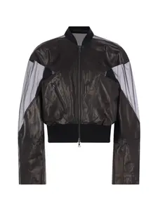 Бомбер с тюлевыми вставками Yehuafan, черный