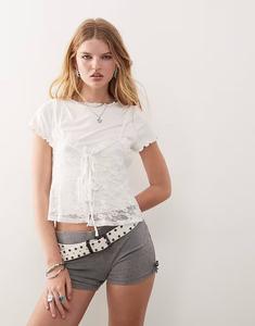 Детская футболка Reclaimed Vintage с кружевной многослойной майкой белого цвета