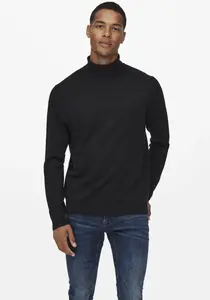 Свитер с высоким воротником ONLY & SONS "ONSWYLER LIFE REG ROLL NECK KNIT NOOS", черный