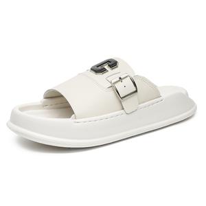 SOBB ПУ полиуретановые противоскользящие тапочки с амортизацией для мужчин белые, цвет White