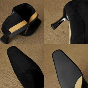 Женские замшевые ботильоны на низком каблуке 2,56 дюйма с заостренным носком и боковой молнией, удобные и стильные для осенне-зимних образов WIVITA, Brown