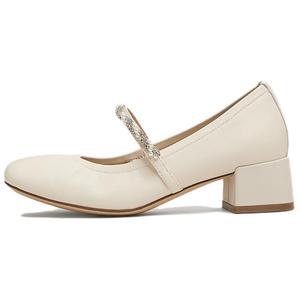 Туфли Мэри Джейн на массивном каблуке, женские, цвета экрю TATA, Ecru