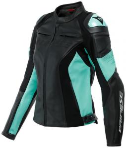 Женская кожаная мотоциклетная куртка Dainese racing 4, Black/Cyan