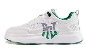 Амортизирующие износостойкие низкие скейтерские кроссовки мужские бело-зеленые Pnj