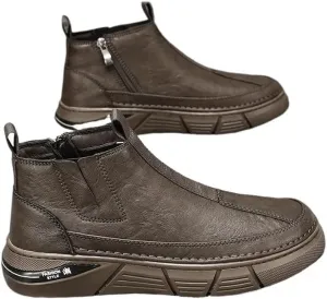 Мужские повседневные ботинки средней высоты, рабочие ботинки для мужчин, удобные высокие ботинки до щиколотки с противоскользящей подошвой, универсальные ботинки для ежедневной носки на улице Qacksv, коричневый