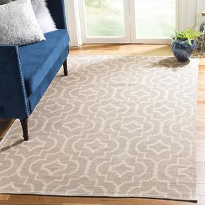 Ковер SAFAVIEH, 92 x 153 см, Montauk Collection, Grey & Ivory, ручной работы из хлопка, идеален для помещений с высокой проходимостью: прихожая, гостиная, спальня (MTK722A)