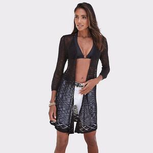 Женский кардиган с 3/4 рукавом и ажурной вязкой Lascana, Black