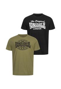 Мужская футболка обычного кроя, двойная упаковка MORHAM LONSDALE, черно-оливковый