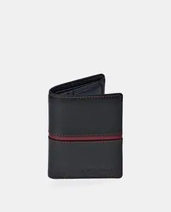 Компактный кошелек для мужчин из кожи черного/бордового цвета Pierre Cardin