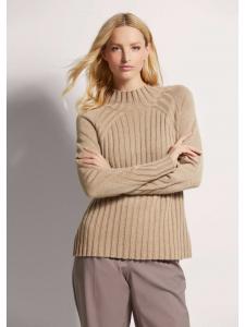 MADELEINE Блестящий вязаный свитер со стойкой воротника-стойки, цвет капучино/серебристый