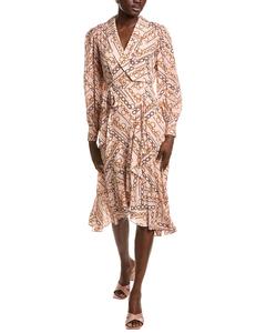 ELIE TAHARI платье THE LINNEA с цепочками и принтом, розовый