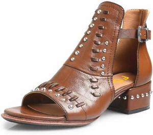 Женские ботильоны FSJ с открытым носком, вырезом и пряжкой, удобные, скуластый каблук, низкие сандалии-блок, размеры 4-15 US, Brown