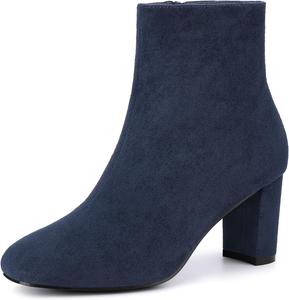 Женские ботильоны Allegra K с боковой молнией и массивным каблуком, Navy Blue