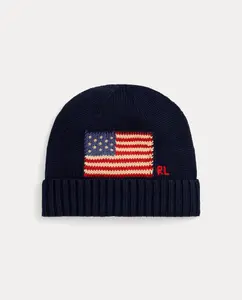 Унисекс хлопковая шапка с флагом Polo Ralph Lauren, темно-синий