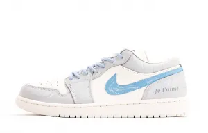 Jordan Кроссовки баскетбольные low top unisex vintage с технологией Air 1, устойчивые к истиранию, серо-голубые