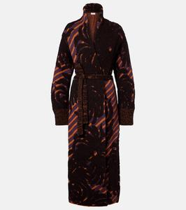 Пальто-накидка из шерсти и альпаки с жаккардовым узором Dries Van Noten, Dark Brown