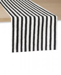 Скатерть-дорожка из рубашечного полотна с ручной росписью в полоску, 15" x 72" kate spade new york, Cream/Black