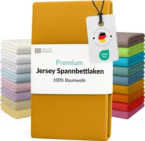 Простыня на резинке Mako Jersey 100x200 - 90x200 из 100% хлопка, золотистого цвета Carpe Sonno