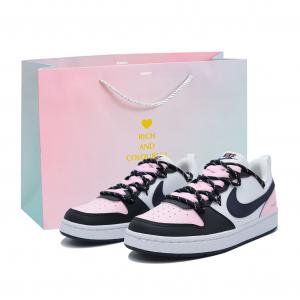 Nike Court Borough нескользкие устойчивые к истиранию низкие кроссовки для скейтбординга Black Pink детские