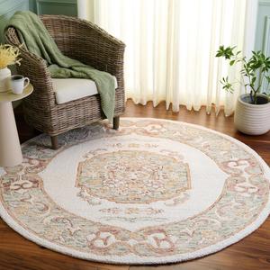 Ковер SAFAVIEH, 183 x 183 см, Aspen Collection, Ivory & Light Grey, ручной работы из шерсти, идеально для гостиной, спальни, столовой (APN552F)