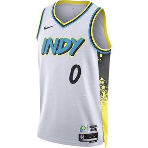 Футболка Indiana Pacers Tyrese Haliburton 2024/25 City Edition мужская Dri-FIT NBA Swingman Nike, белый