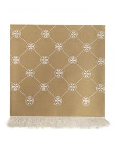 Шарф с логотипом Tory Burch и бахромой, нейтральный