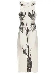 Платье миди с цветочным принтом Jean Paul Gaultier, белый