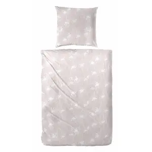 Постельное белье Primera «Магна» в цветочном дизайне, серо-коричневый/белый