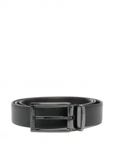 Кожаный ремень с пряжкой-логотипом BOSS, черный