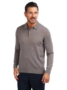 Мужская поло с длинным рукавом из мериносовой шерсти Rohan, Ash Brown Marl