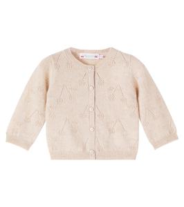 Кашемировый кардиган Baby Tibile с ажурной отделкой Bonpoint, бежевый
