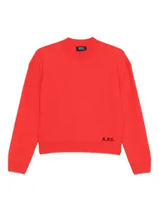 Свитер с круглым вырезом A.P.C., красный