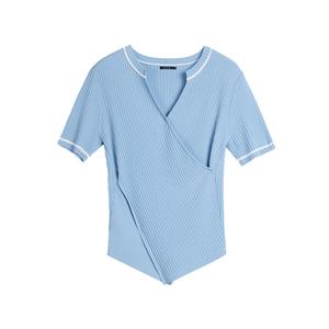 Трикотажная блузка женская с V-образным вырезом Moderate Others ELLE, синий