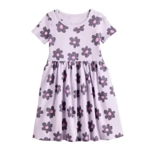 Детское платье с коротким рукавом для девочек 4-12 лет Jumping Beans, цвет bubble floral purple