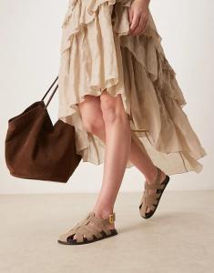 Туфли-лодочки Midas fisherman от ASOS DESIGN из серо-коричневой замши