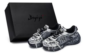 MLB Кроссовки New York Yankees с антискользящим покрытием, износостойкие, унисекс, черные, серые, серебристые