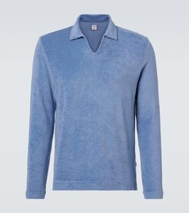 Поло из хлопкового велюра Peter cotton terry Fedeli, синий