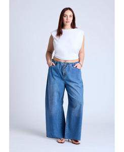 Женские легкие джинсы с завязками на талии ELOQUII, Medium wash