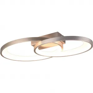 REALITY Светильники LED Потолочный светильник MALAGA, светодиодная потолочная лампа теплый белый 25 Вт 2900 Лм. LED-панель 1 шт. Теплый белый, рассеянный свет, 57x30 см, настенно-потолочный светильник для спальни и гостиной Reality Leuchten, Nickel weiß