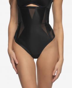Женские корректирующие трусики-стринги из атласной сетки с высокой талией и эффектом подтяжки Felina, Black